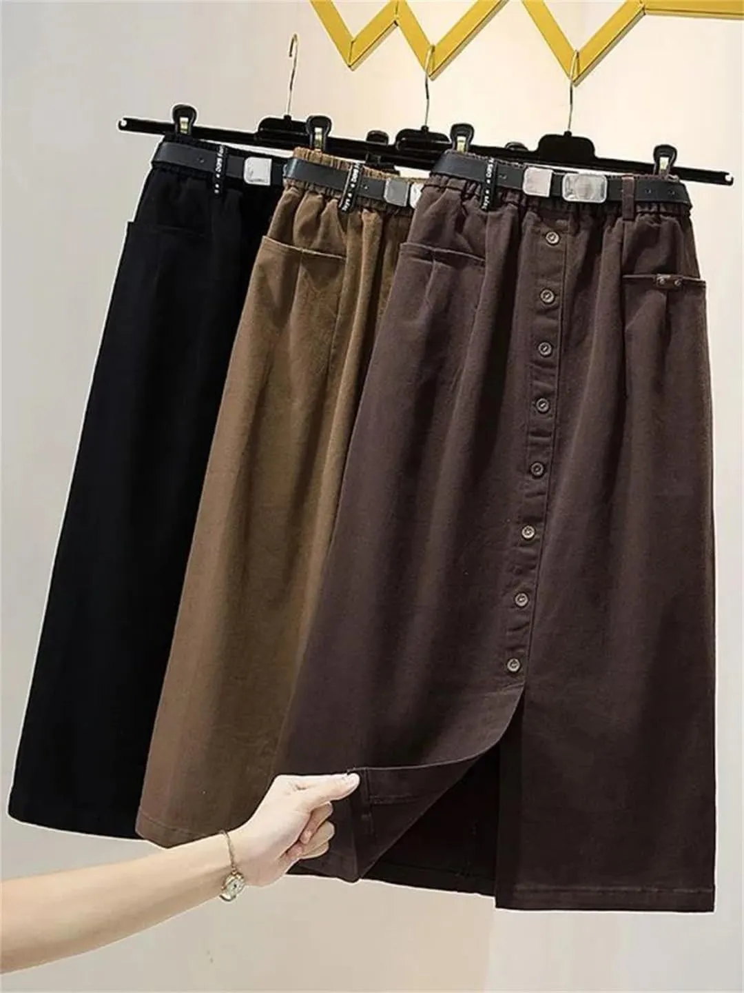 Korean High Waist A-Line Pleated Skirts Summer Autumn Woman Harajuku Solid Elegant Elastic Waist Skirt