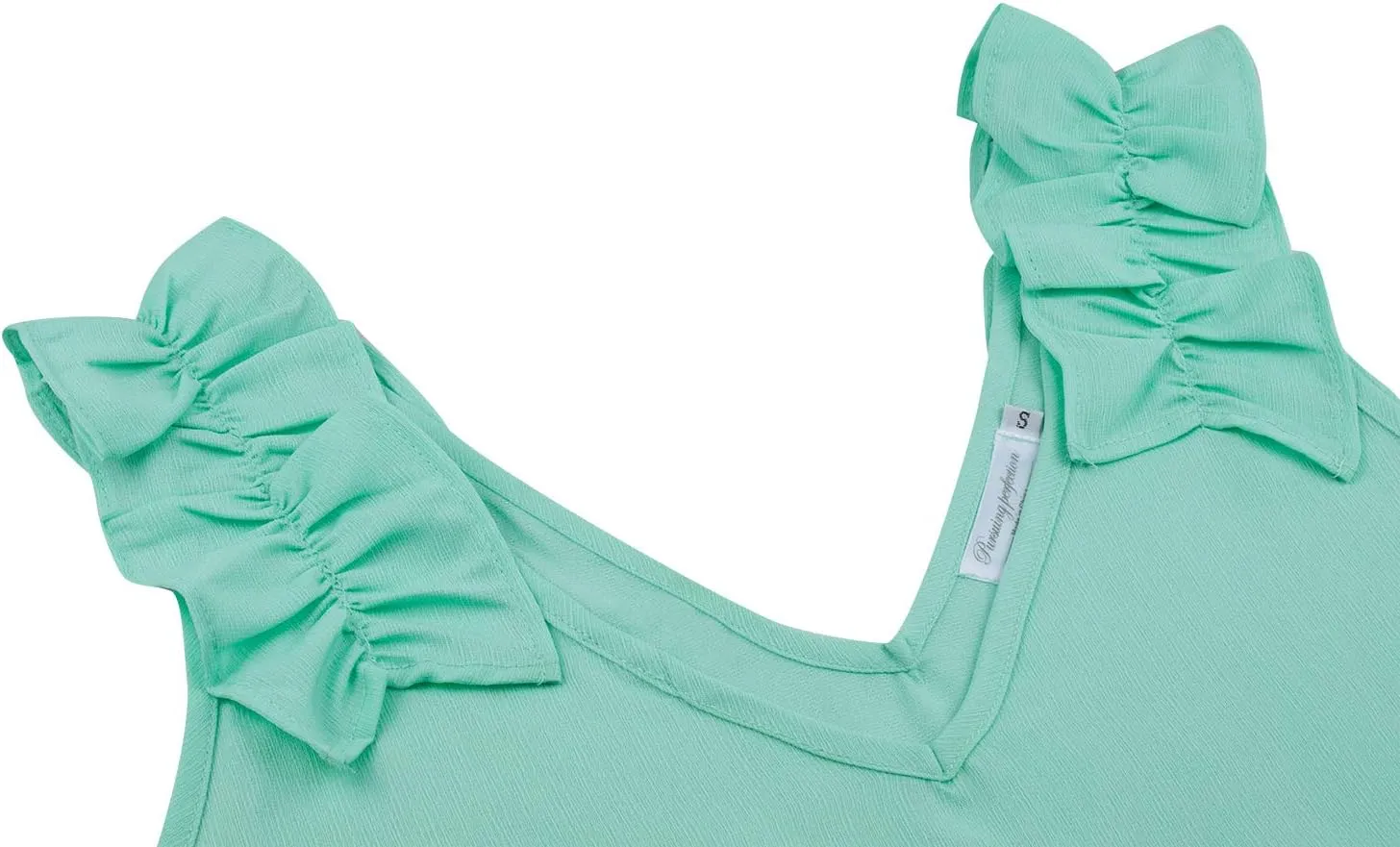 KUFV Womens Ruffles Shoulder V Neck Sleeveless Casual Summer Blouse Tunic Tank Tops