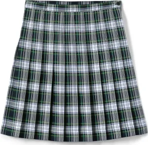 Lands' End School Uniform Girls Plaid Pleated Skirt Below The Knee