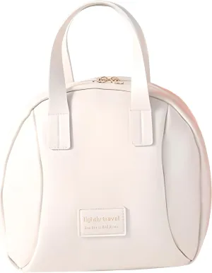 Large Capacity Travel Makeup Bag, Waterproof Portable Cosmetic Pouch with Divider and Handle, Shell Shape Toiletry Organizer for Women (White)