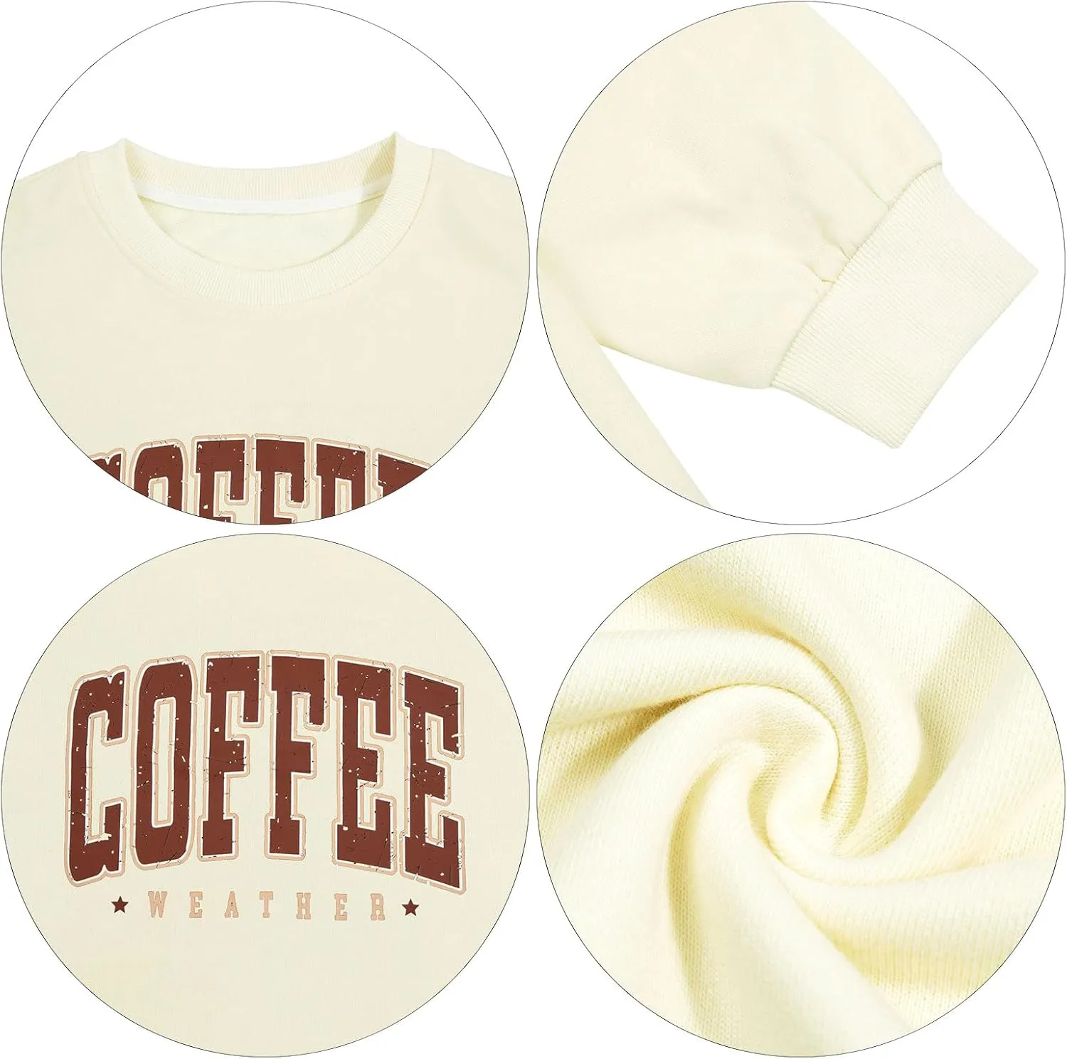 LOTUCY Coffee Sweatshirt for Women Coffee Weather Crewneck Sweatshirt Casual Autumn Fall Long Sleeve Shirt