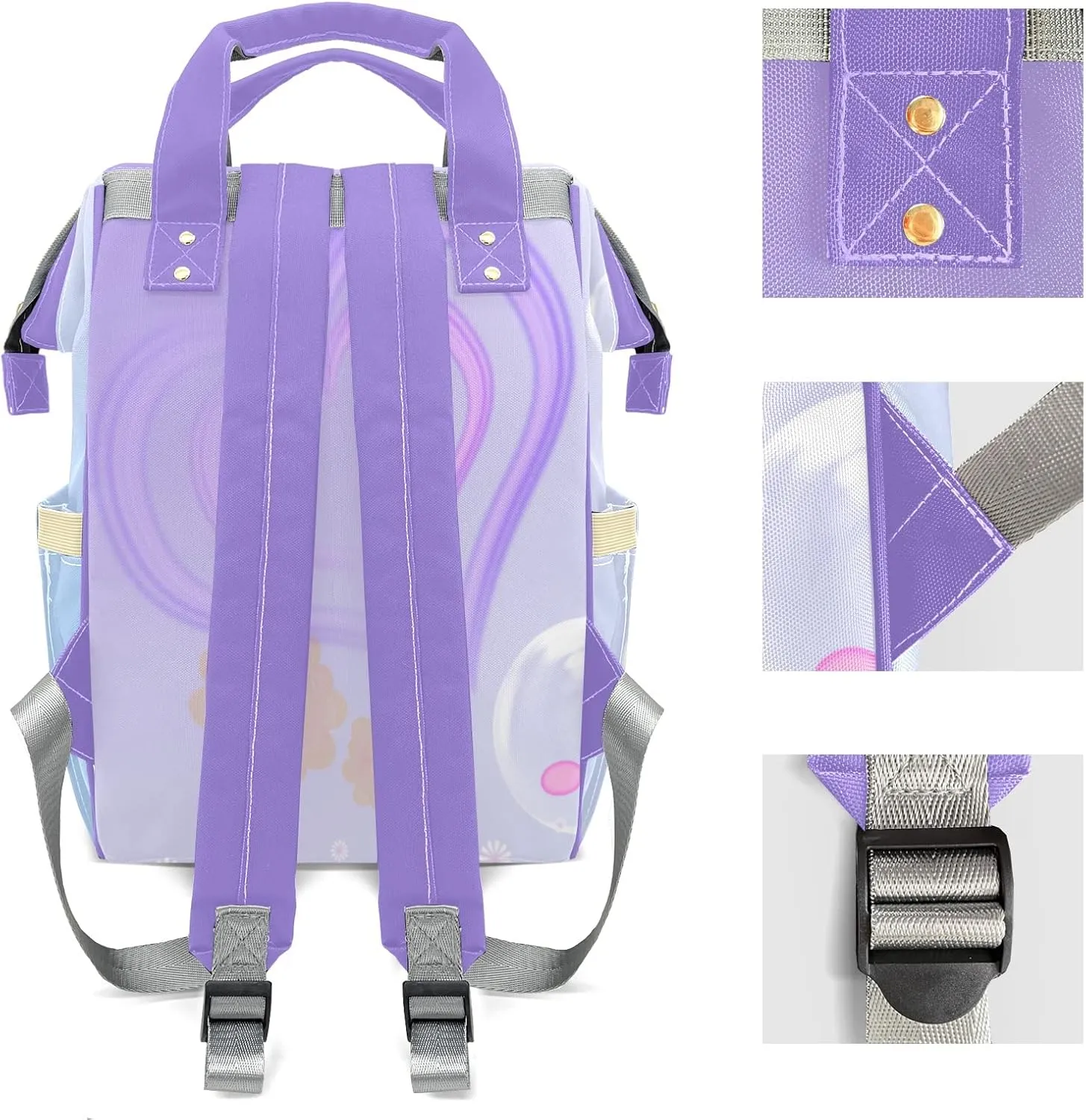 Love Music Purple Mummy Bags Custom Personalized with Name Diaper Bags Backpack Nappy Bag Gifts