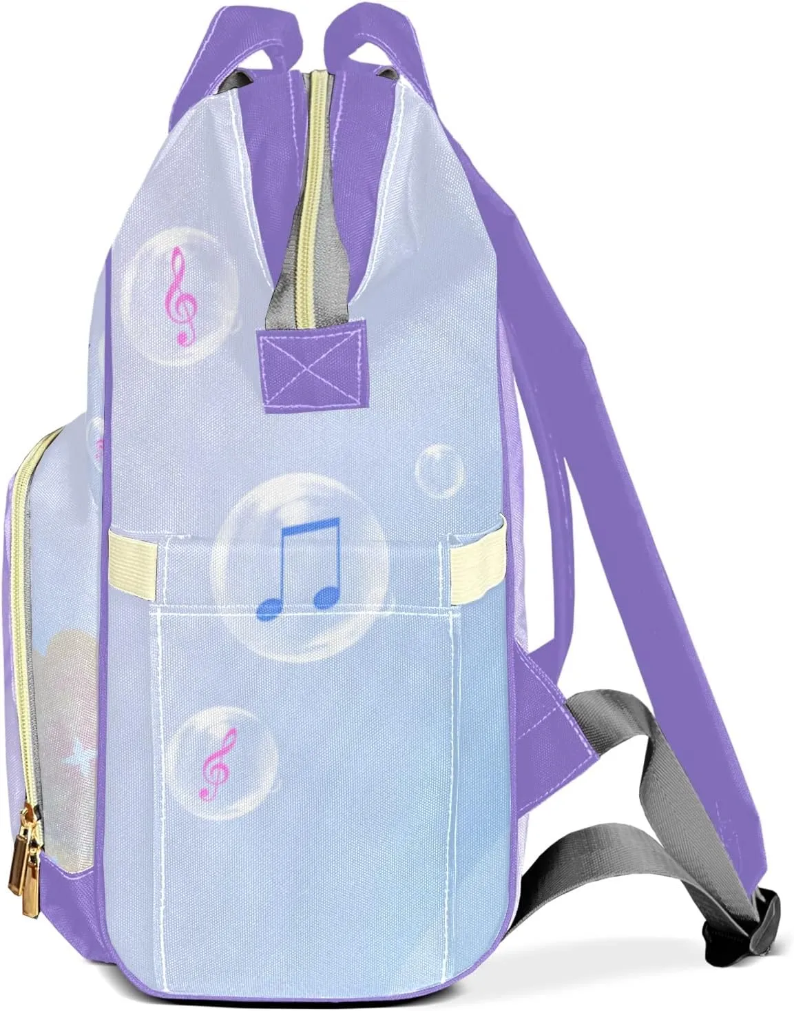 Love Music Purple Mummy Bags Custom Personalized with Name Diaper Bags Backpack Nappy Bag Gifts