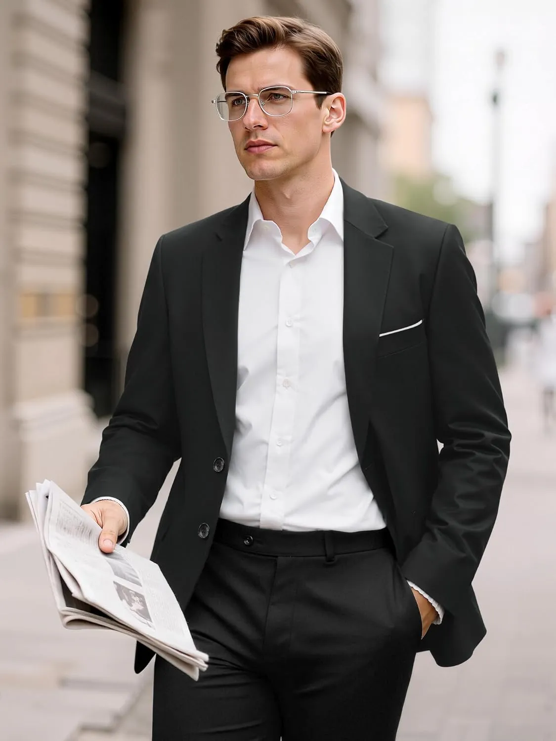 MAGE MALE Mens Slim Fit Suit Jacket 2 Button Blazer Dress Business Wedding Party Jacket