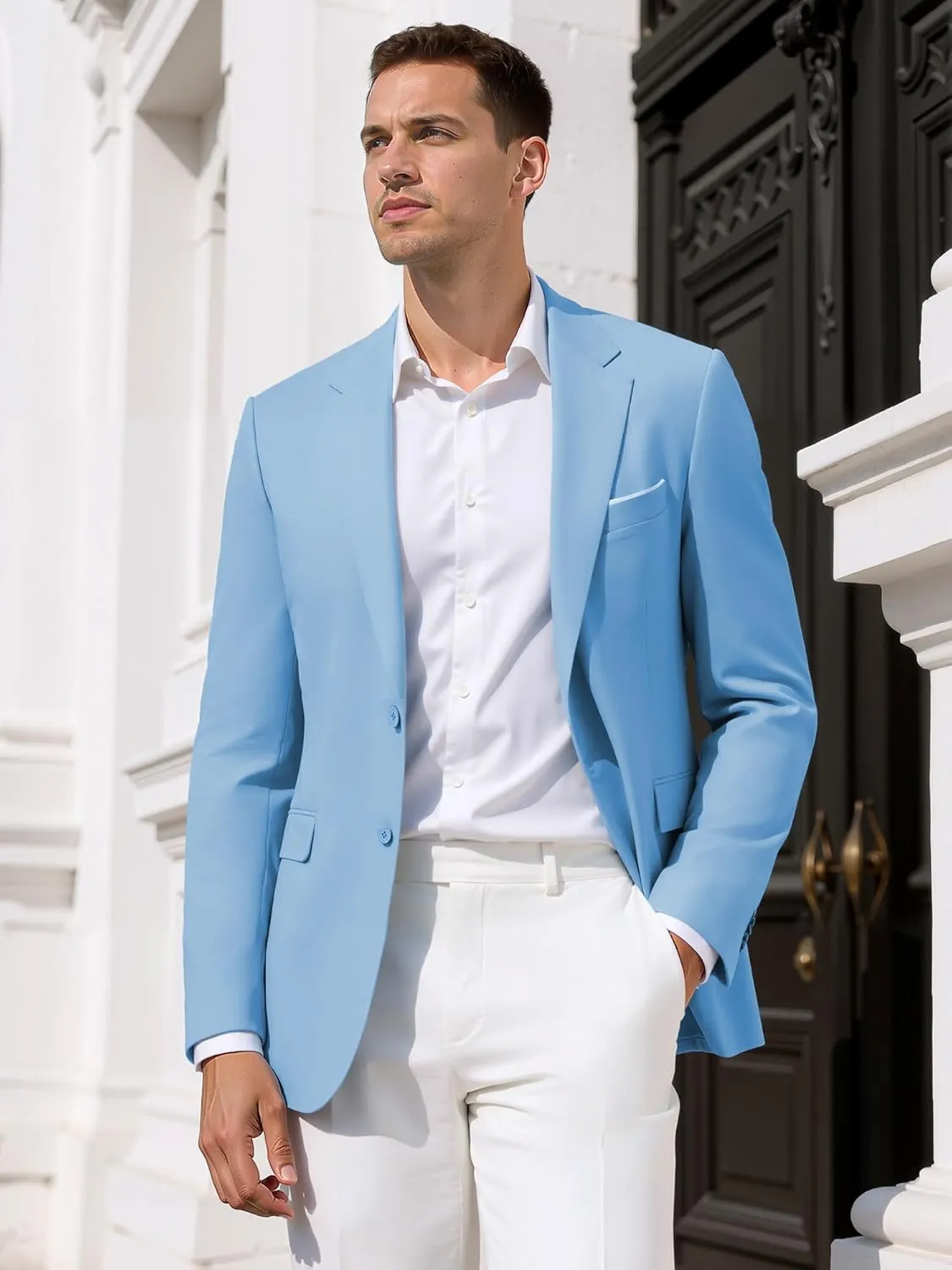 MAGE MALE Mens Slim Fit Suit Jacket 2 Button Blazer Dress Business Wedding Party Jacket