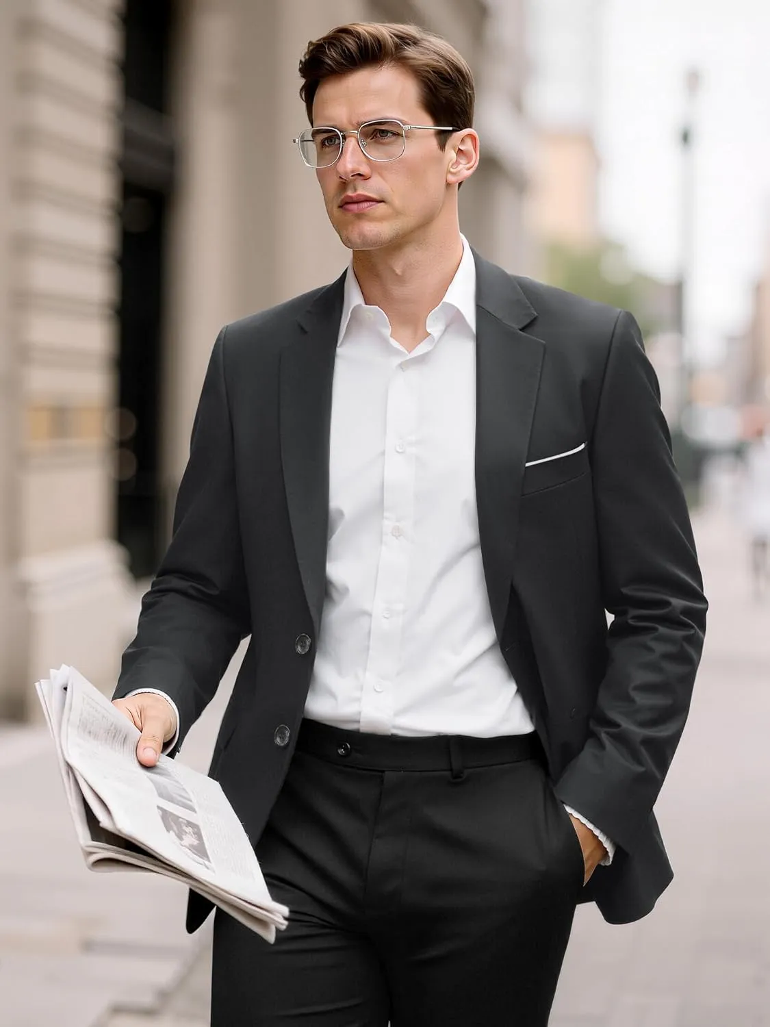 MAGE MALE Mens Slim Fit Suit Jacket 2 Button Blazer Dress Business Wedding Party Jacket