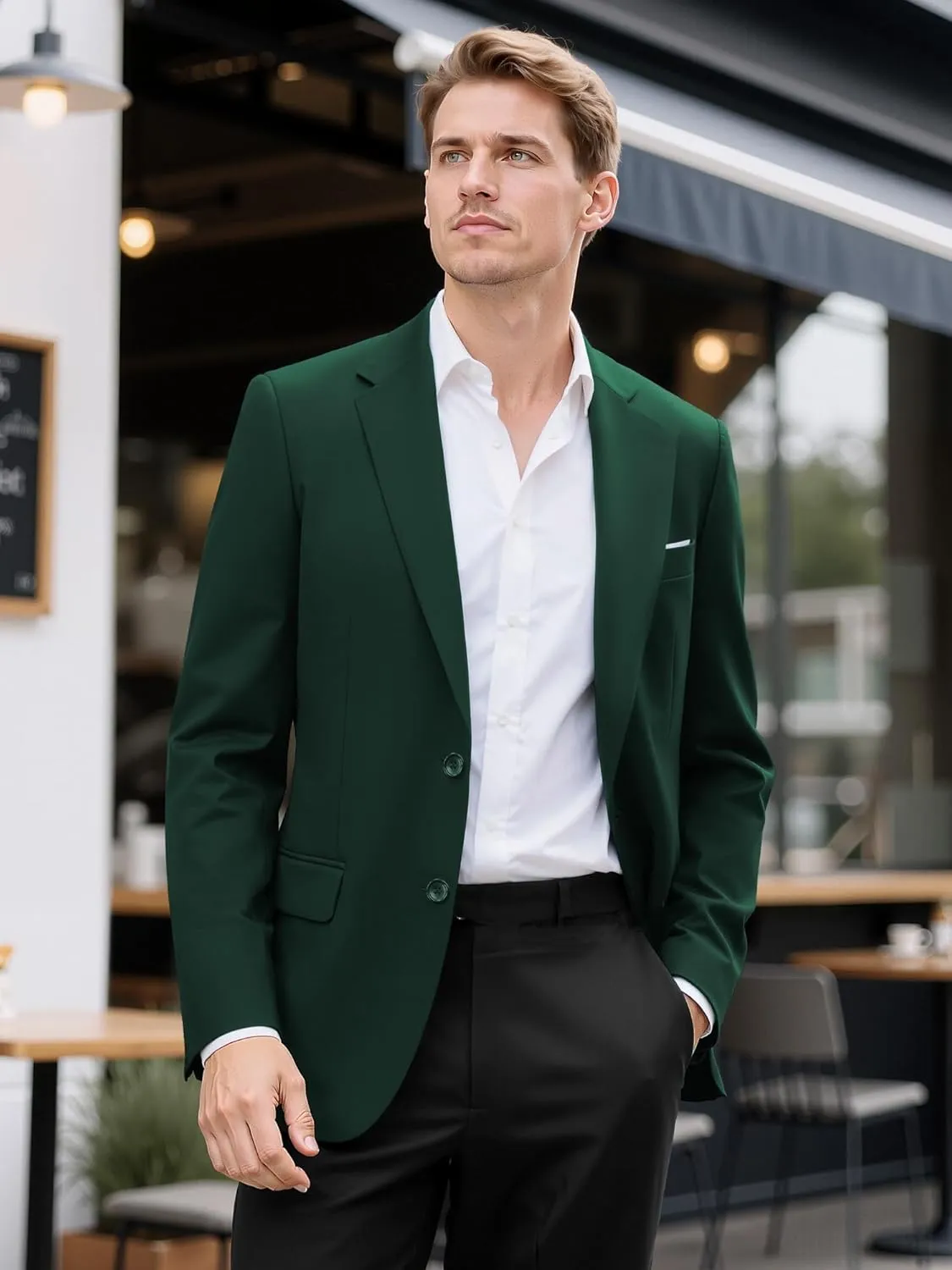 MAGE MALE Mens Slim Fit Suit Jacket 2 Button Blazer Dress Business Wedding Party Jacket