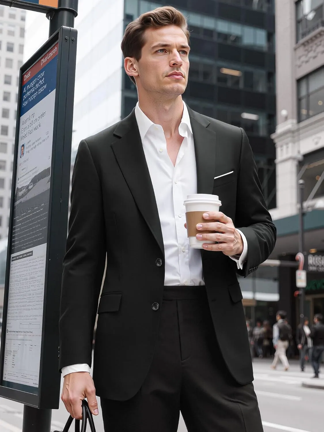 MAGE MALE Mens Slim Fit Suit Jacket 2 Button Blazer Dress Business Wedding Party Jacket