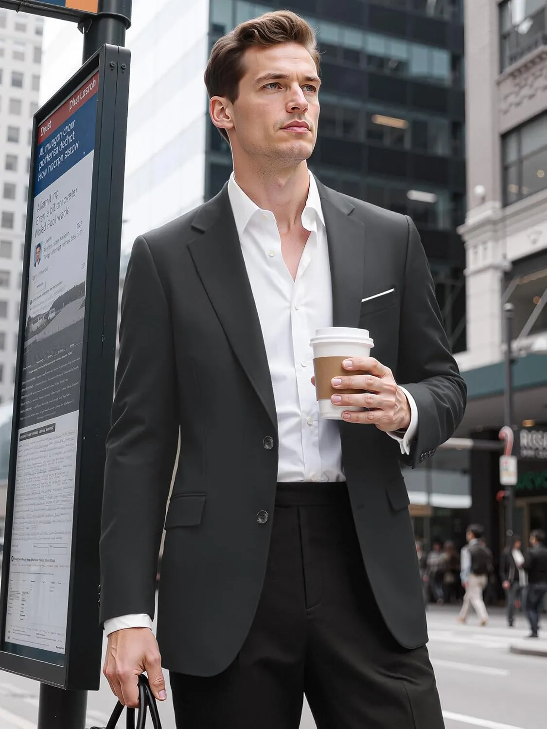 MAGE MALE Mens Slim Fit Suit Jacket 2 Button Blazer Dress Business Wedding Party Jacket
