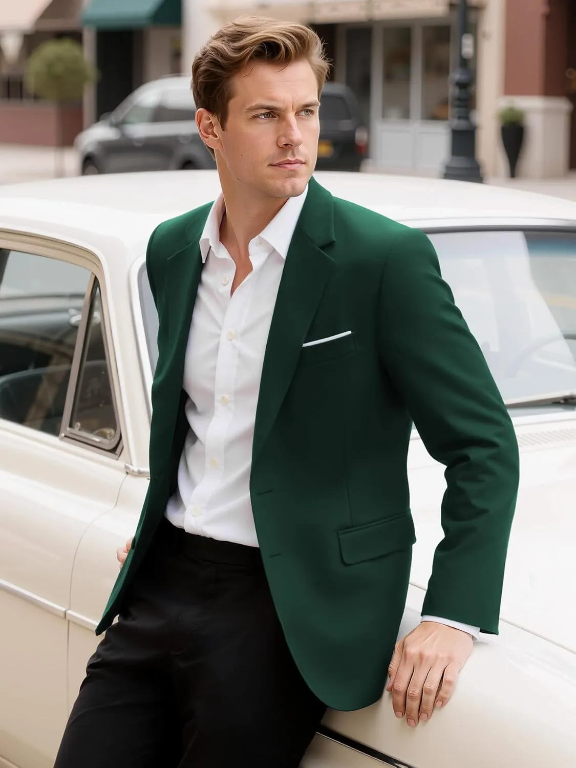 MAGE MALE Mens Slim Fit Suit Jacket 2 Button Blazer Dress Business Wedding Party Jacket