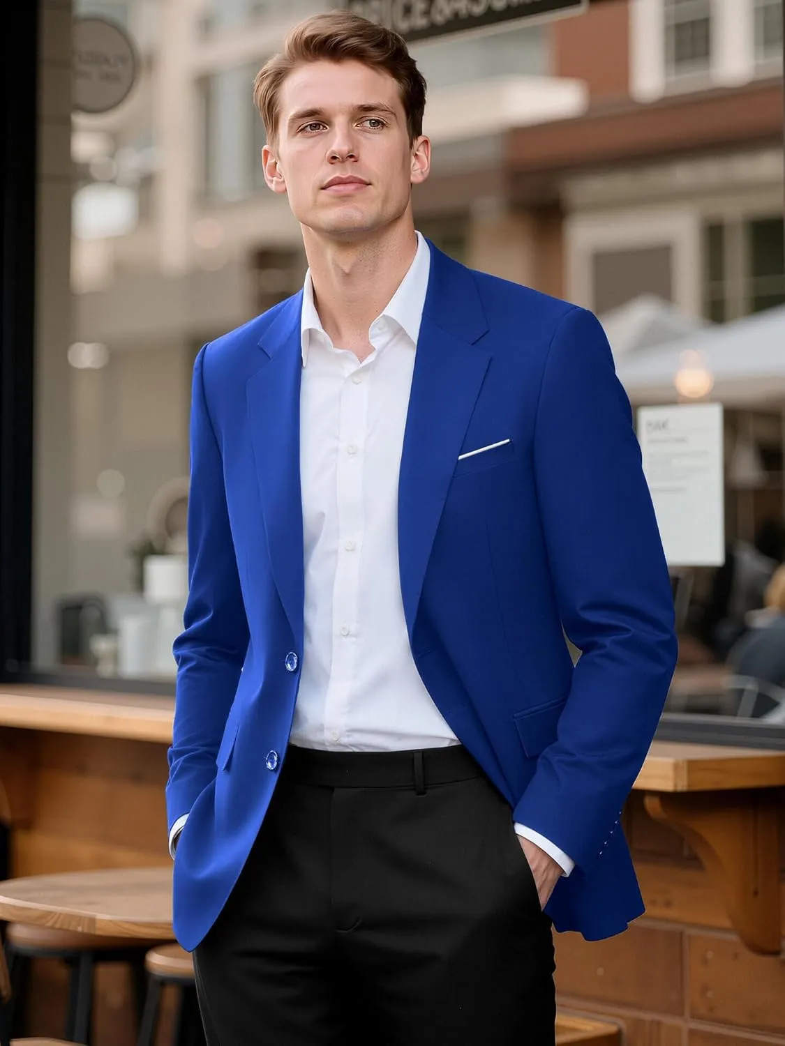 MAGE MALE Mens Slim Fit Suit Jacket 2 Button Blazer Dress Business Wedding Party Jacket