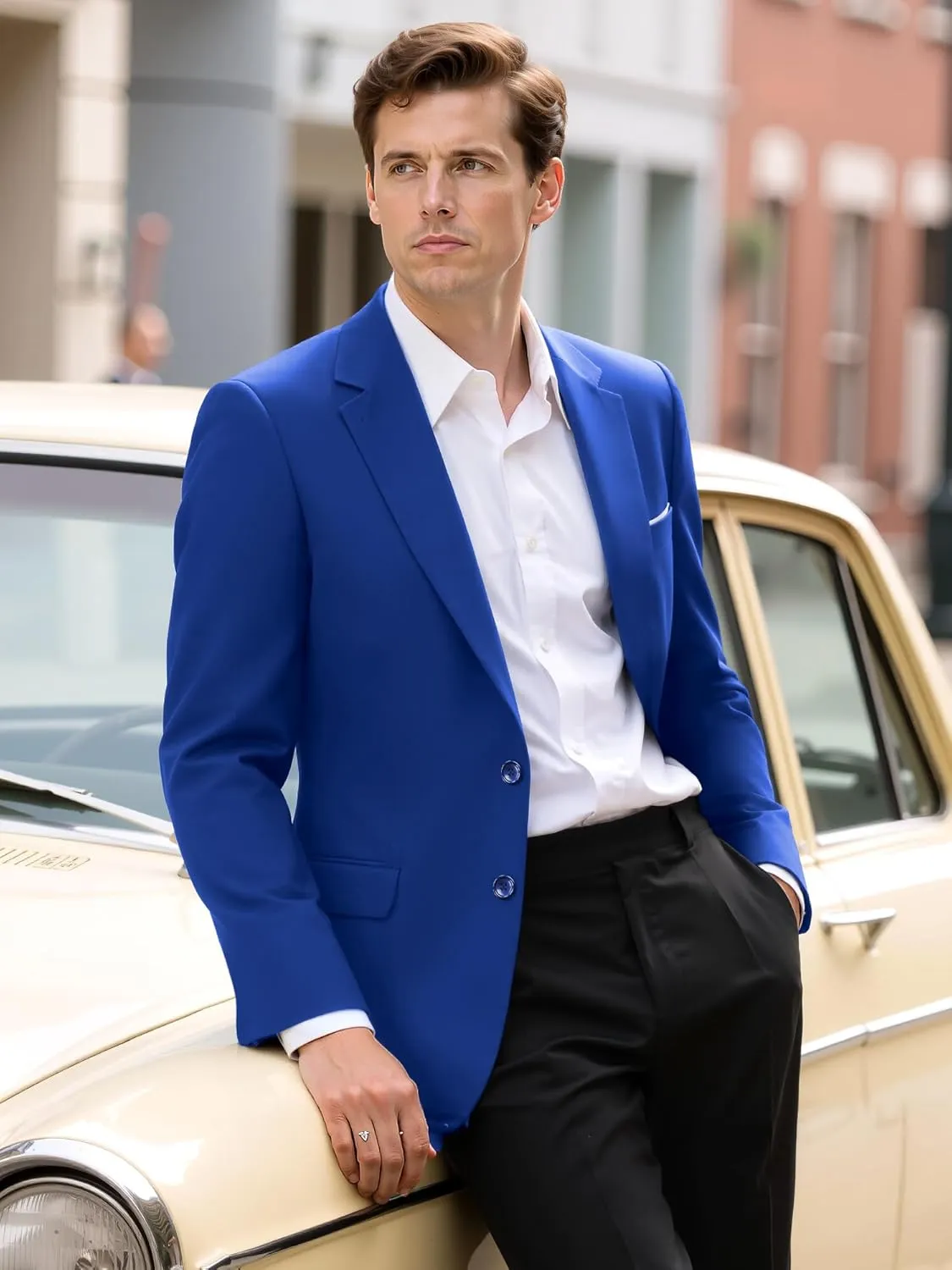 MAGE MALE Mens Slim Fit Suit Jacket 2 Button Blazer Dress Business Wedding Party Jacket