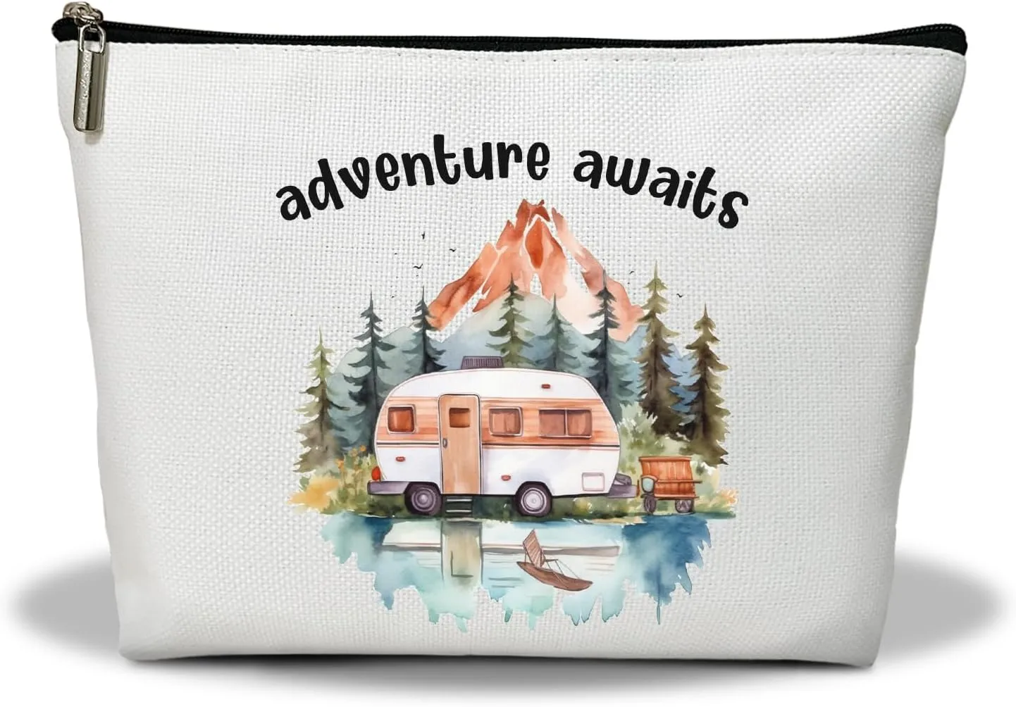 Makeup Bag, Camping RV Travel Makeup Organizer Bag, Adventure Awaits, Portable Toiletry Makeup Pouch, Storage Makeup Zipper Bag, Graduation Camper Gifts for Women Sister Friend Girl Mom -15