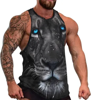 MARSVOVO Mens Cool Tiger Tank Tops Vintage Y2K 2024 Novelty Graffiti Sleeveless Shirt Trendy Soft Cotton Sportswear