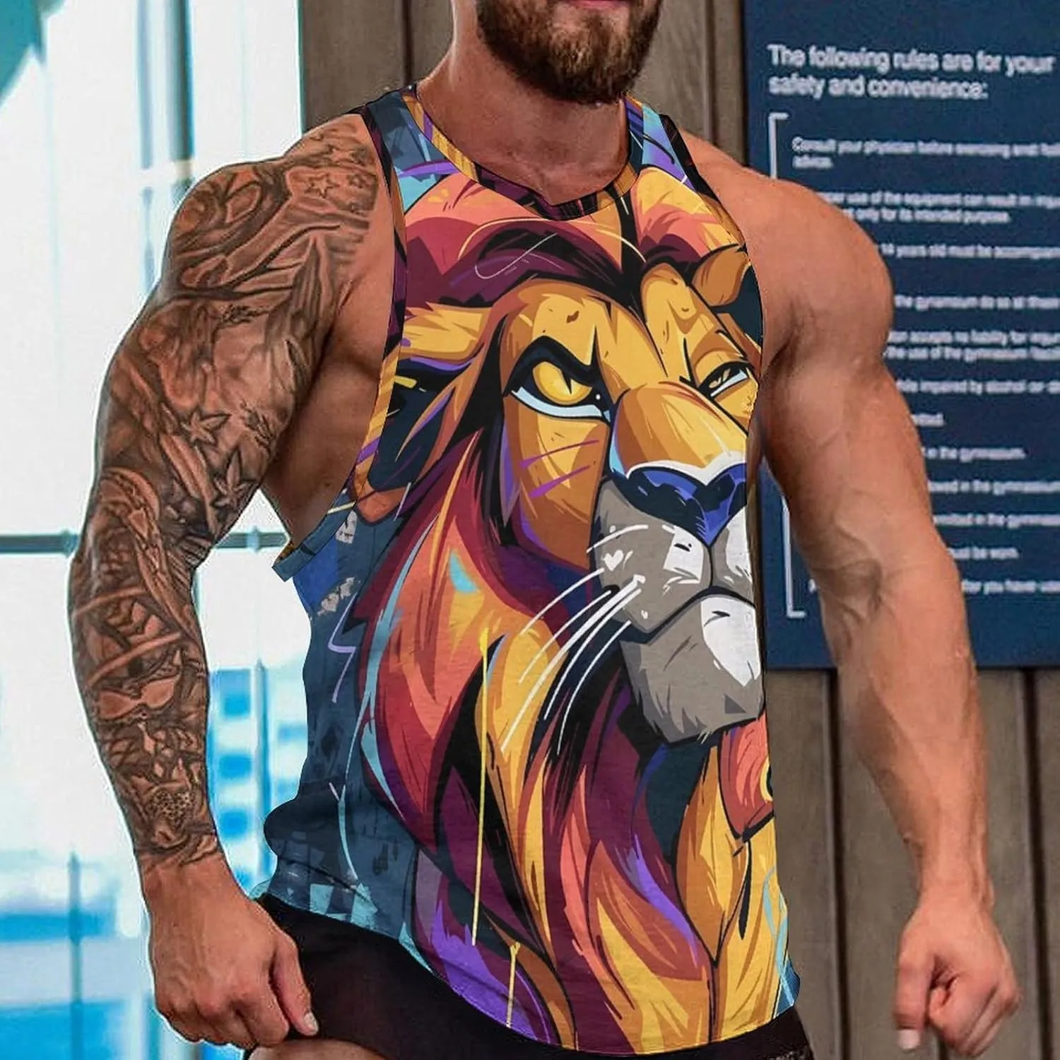 MARSVOVO Mens Cool Tiger Tank Tops Vintage Y2K 2024 Novelty Graffiti Sleeveless Shirt Trendy Soft Cotton Sportswear