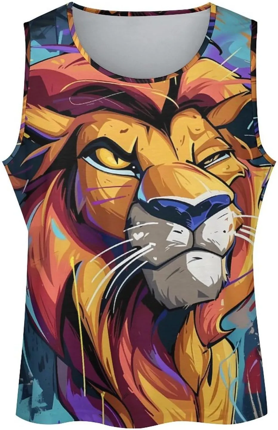 MARSVOVO Mens Cool Tiger Tank Tops Vintage Y2K 2024 Novelty Graffiti Sleeveless Shirt Trendy Soft Cotton Sportswear