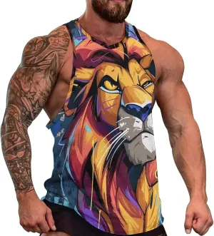 MARSVOVO Mens Cool Tiger Tank Tops Vintage Y2K 2024 Novelty Graffiti Sleeveless Shirt Trendy Soft Cotton Sportswear
