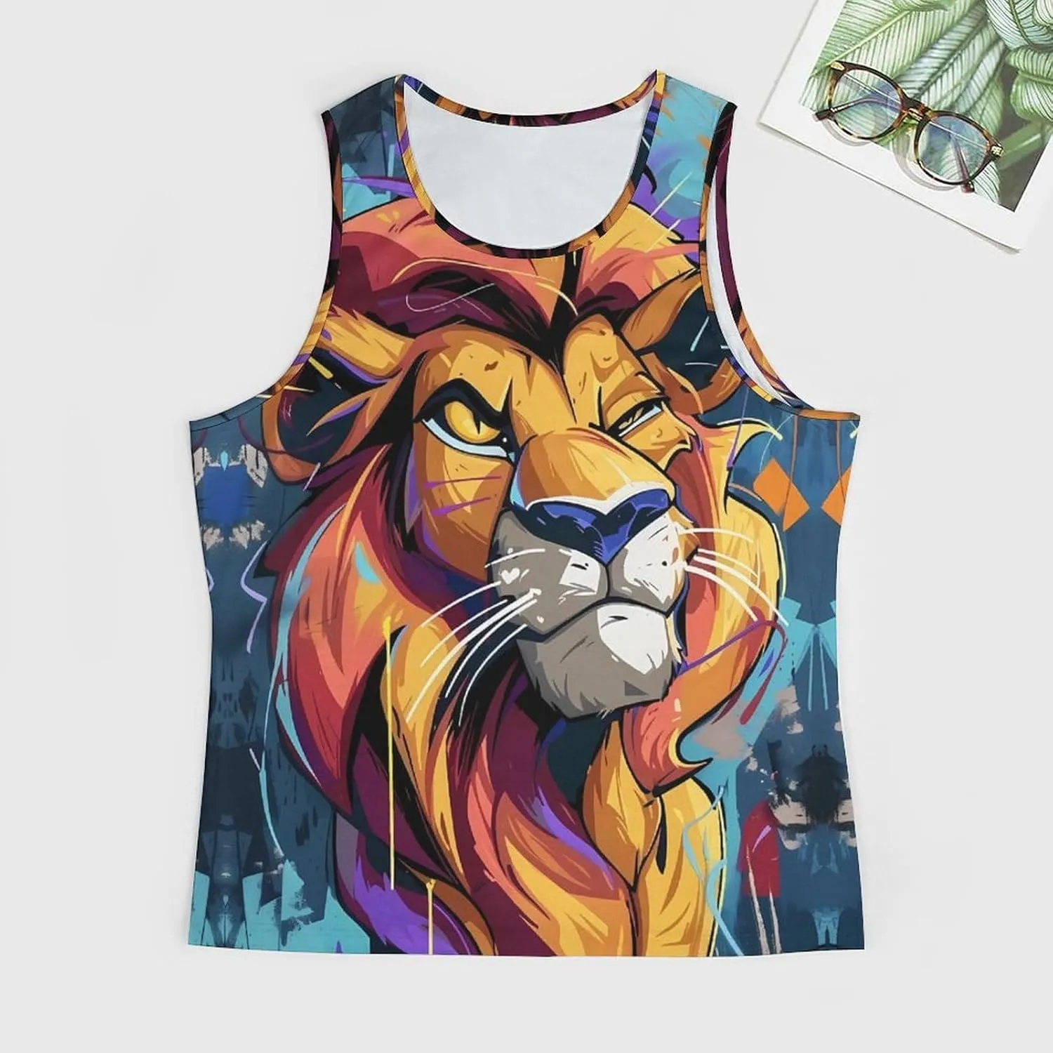 MARSVOVO Mens Cool Tiger Tank Tops Vintage Y2K 2024 Novelty Graffiti Sleeveless Shirt Trendy Soft Cotton Sportswear