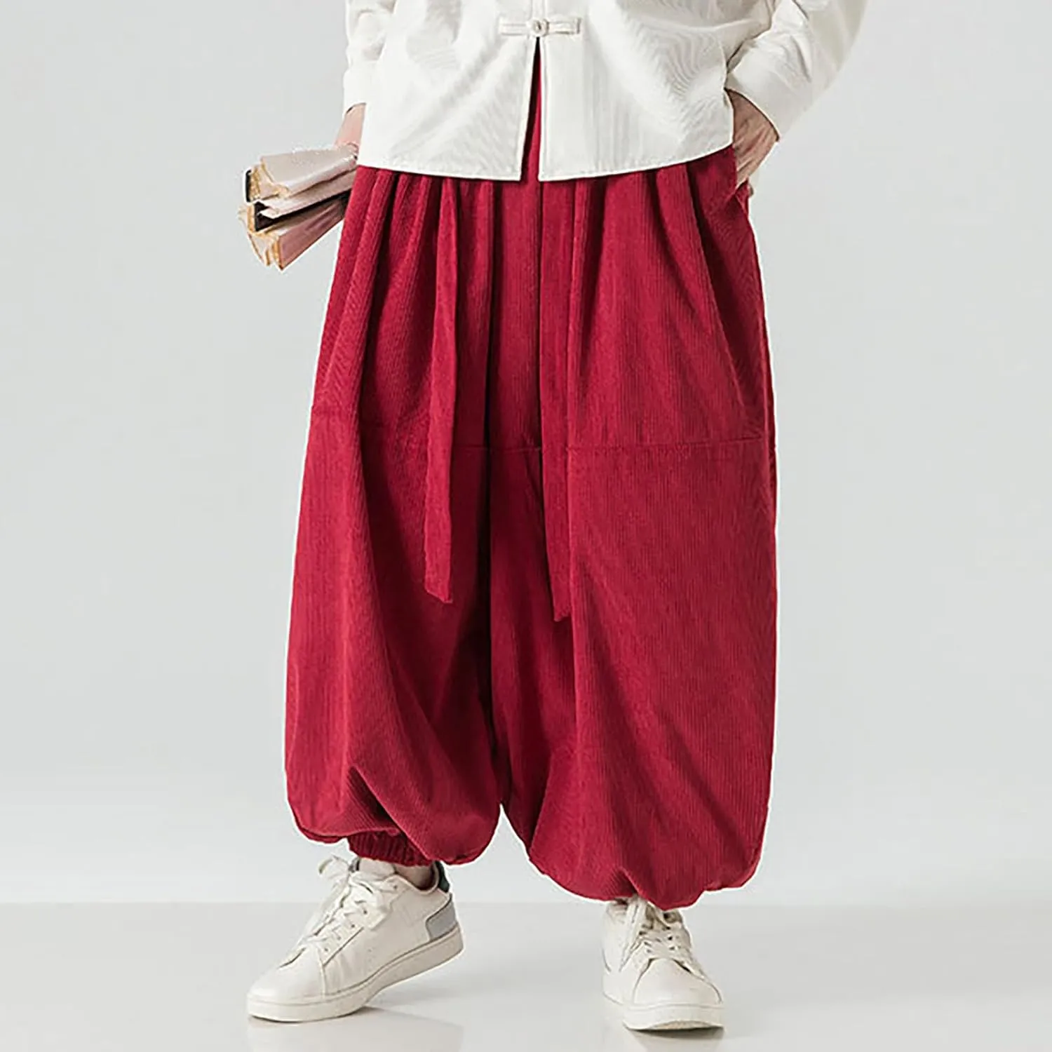 Men 2023 Hippie Harem Pant Baggy Linen Boho Yoga Drop Crotch Trouser Lightweight Drawstring Elastic Waist Yoga Trouser