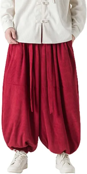 Men 2023 Hippie Harem Pant Baggy Linen Boho Yoga Drop Crotch Trouser Lightweight Drawstring Elastic Waist Yoga Trouser