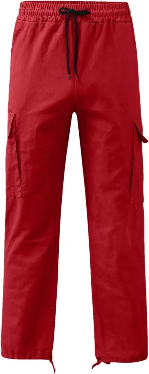 Men's Fashion Cotton Loose Straight Sweatpants with Pockets Drawstring Joggers Fast Dry Trousers Athletic Pants