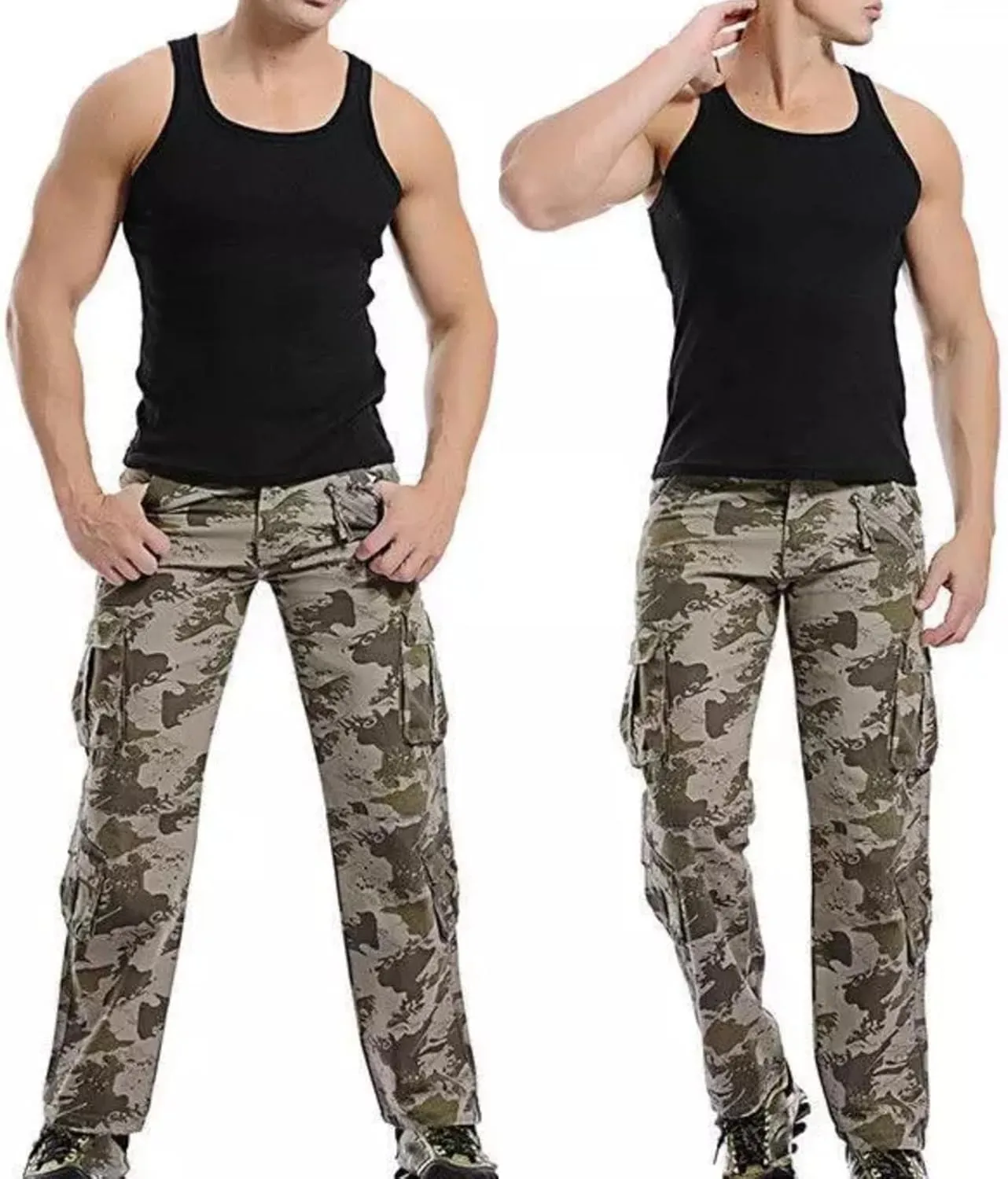 Mens Harem Pants 2024 Fashion Breathable Cargo Pants Camous Printed Outdoor Sports Workout Jogger Pants Mens Cargos