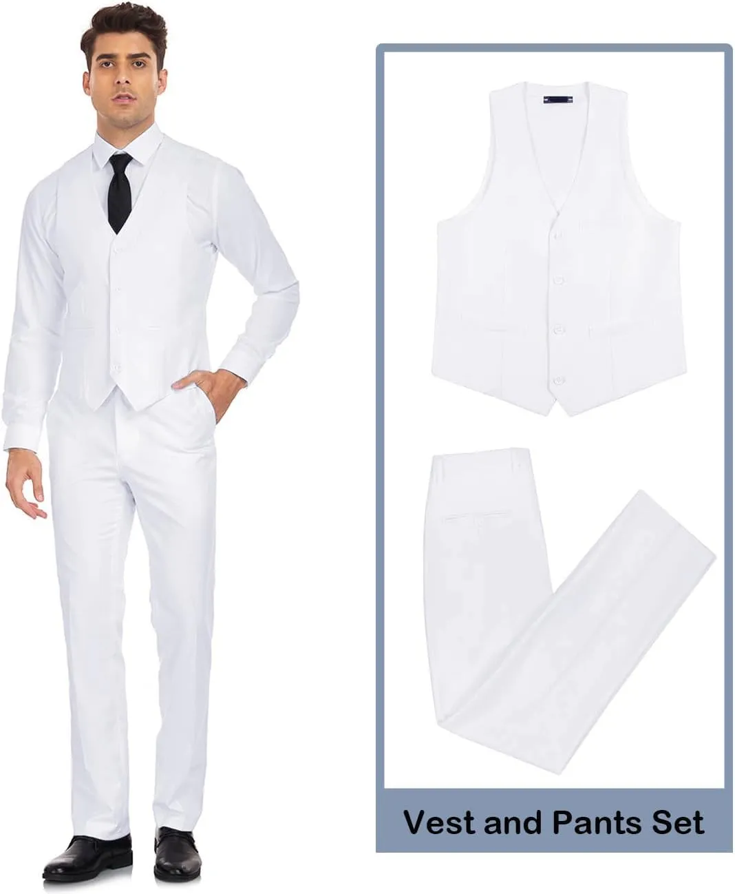 Men's Suit 2 Pieces Slim Fit Dress Vest and Pants Set Prom Suits for Mens Formal Wedding Party Tuxedo