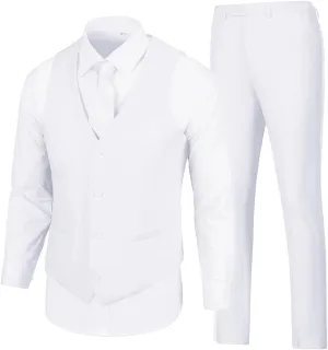 Men's Suit 2 Pieces Slim Fit Dress Vest and Pants Set Prom Suits for Mens Formal Wedding Party Tuxedo