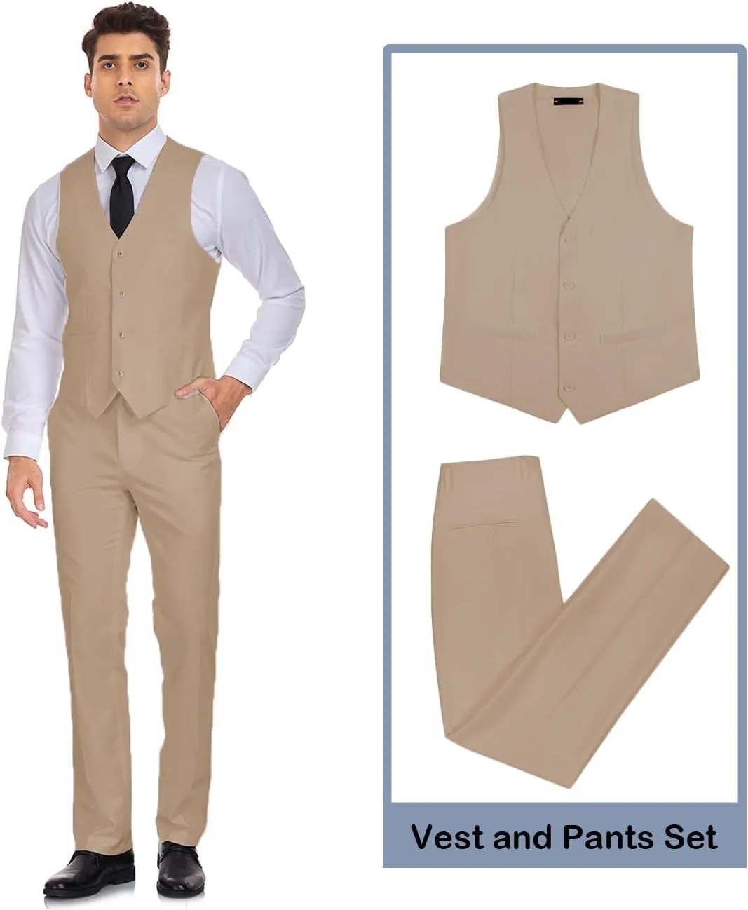 Men's Suit 2 Pieces Slim Fit Dress Vest and Pants Set Prom Suits for Mens Formal Wedding Party Tuxedo
