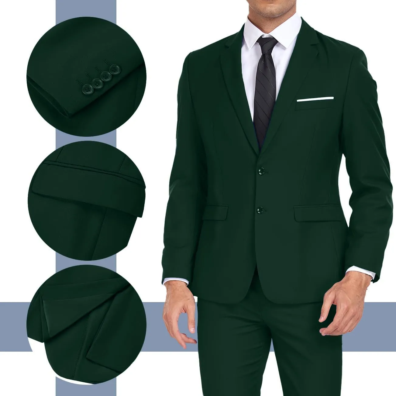 Mens Suit 2 Pieces Suits for Men Slim Fit Blazer Wedding Prom Tuxedo Suit Jacket Pants Set