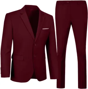Mens Suit 2 Pieces Suits for Men Slim Fit Blazer Wedding Prom Tuxedo Suit Jacket Pants Set