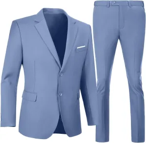 Mens Suit 2 Pieces Suits for Men Slim Fit Blazer Wedding Prom Tuxedo Suit Jacket Pants Set