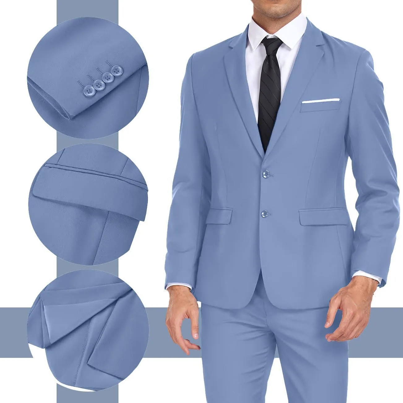 Mens Suit 2 Pieces Suits for Men Slim Fit Blazer Wedding Prom Tuxedo Suit Jacket Pants Set