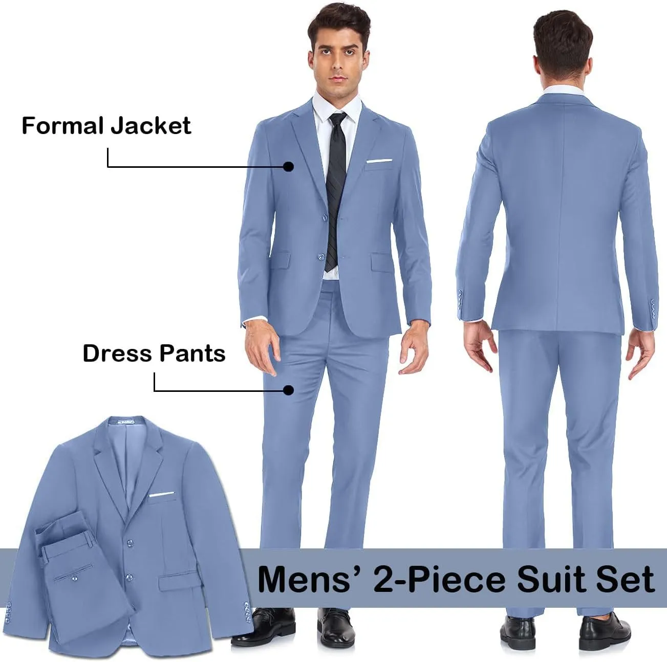 Mens Suit 2 Pieces Suits for Men Slim Fit Blazer Wedding Prom Tuxedo Suit Jacket Pants Set