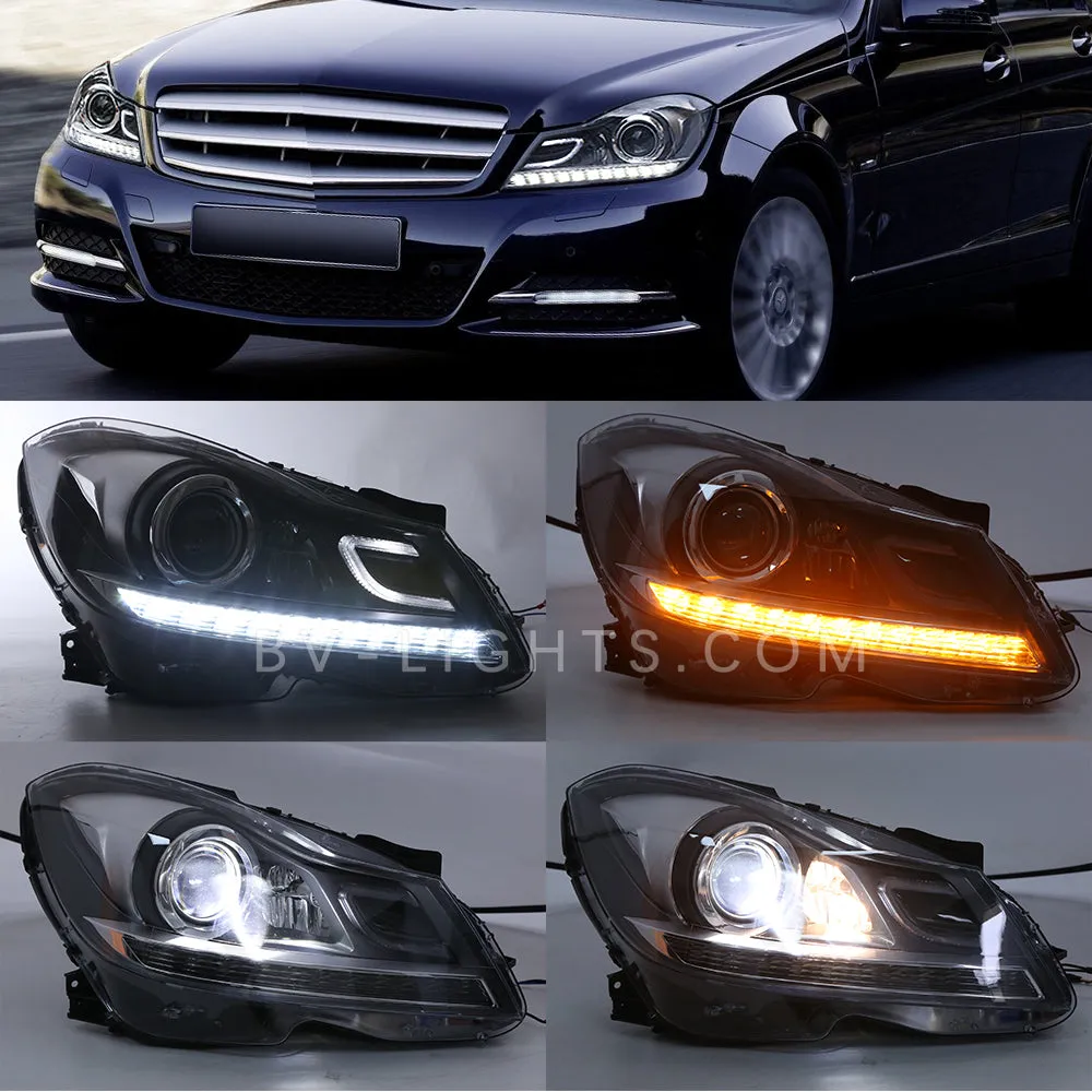 Mercedes Benz C-Class/W204  2011-2014 C200 C260 Modified headlight DRL Signal Front Head Lamp Suitable for the original car halogen