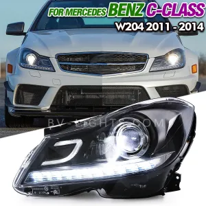 Mercedes Benz C-Class/W204  2011-2014 C200 C260 Modified headlight DRL Signal Front Head Lamp Suitable for the original car halogen
