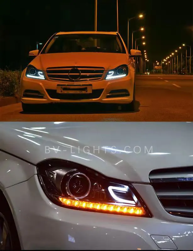 Mercedes Benz C-Class/W204  2011-2014 C200 C260 Modified headlight DRL Signal Front Head Lamp Suitable for the original car halogen