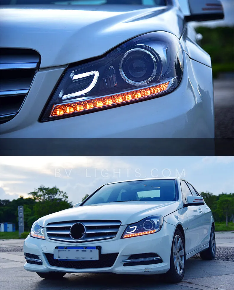 Mercedes Benz C-Class/W204  2011-2014 C200 C260 Modified headlight DRL Signal Front Head Lamp Suitable for the original car halogen