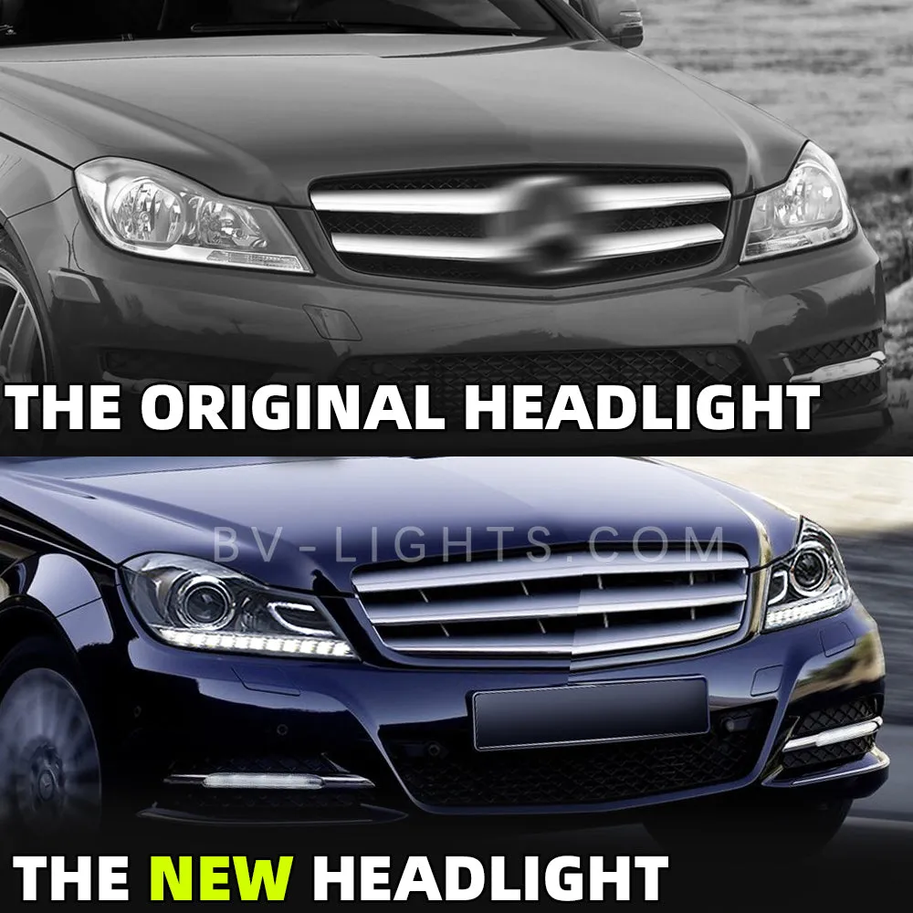 Mercedes Benz C-Class/W204  2011-2014 C200 C260 Modified headlight DRL Signal Front Head Lamp Suitable for the original car halogen