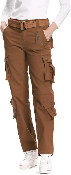 Mesinsefra Women's Cotton Casual Cargo Pants Military Army Tactical Combat Work Trousers with 8 Pockets