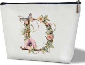 Monogrammed Makeup Bag Gifts for Women, Personalized Initial Letter D Small Cosmetic Bag for Purse Zipper Travel Toiletry Bag Birthday Gift for Friend Daughter Wedding Gift for Bridal Bridesmaid -B04