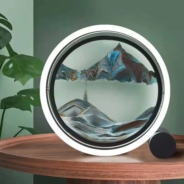 Moving Sand Art Picture Round Glass