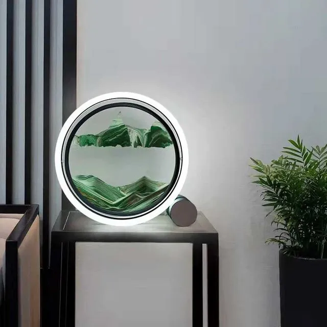 Moving Sand Art Picture Round Glass