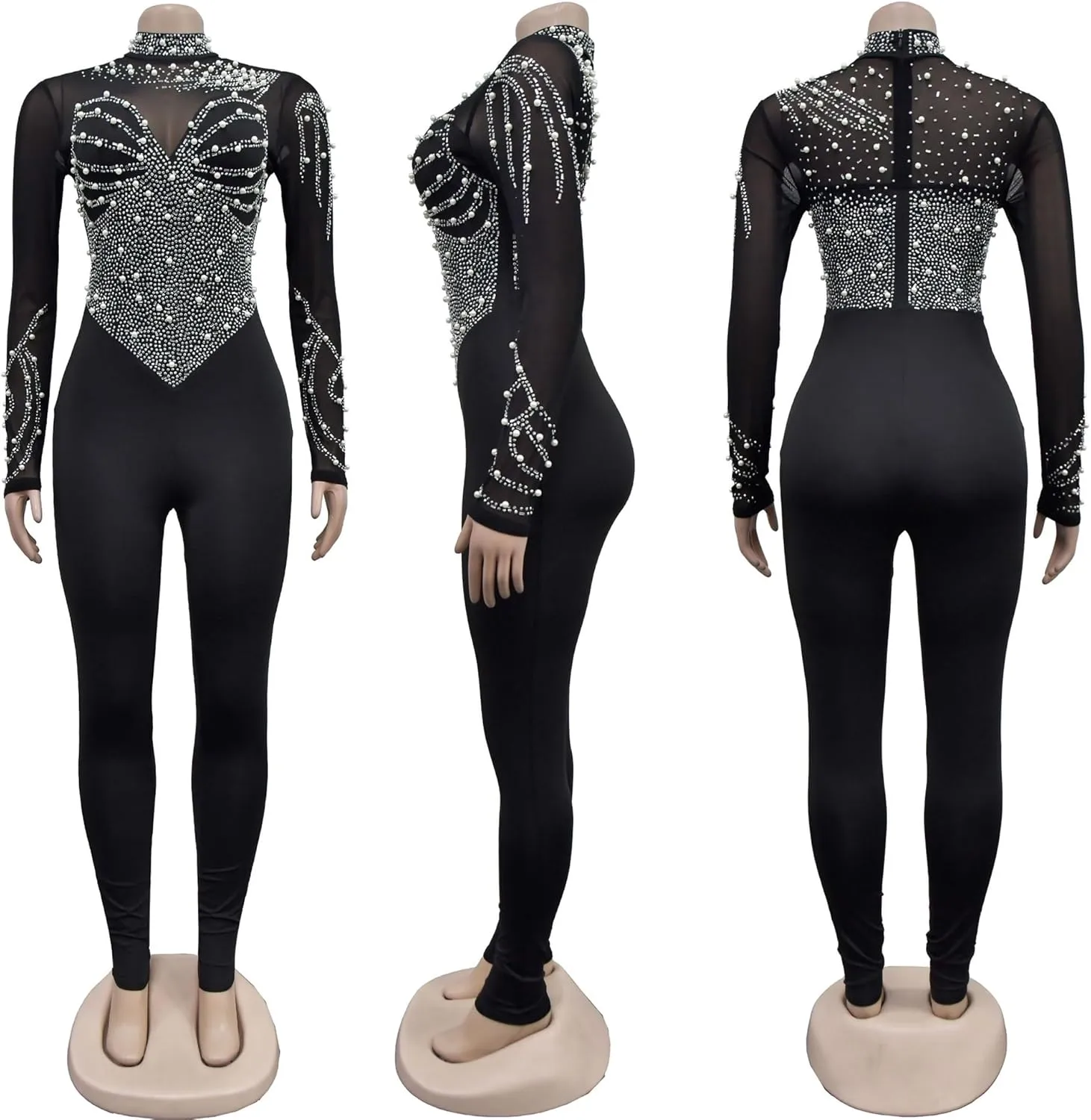 Nagfar Women's Rhinestone Sexy Elegant Jumpsuits Hot Drilling Romper Birthday Party Evening Club Night Outfits