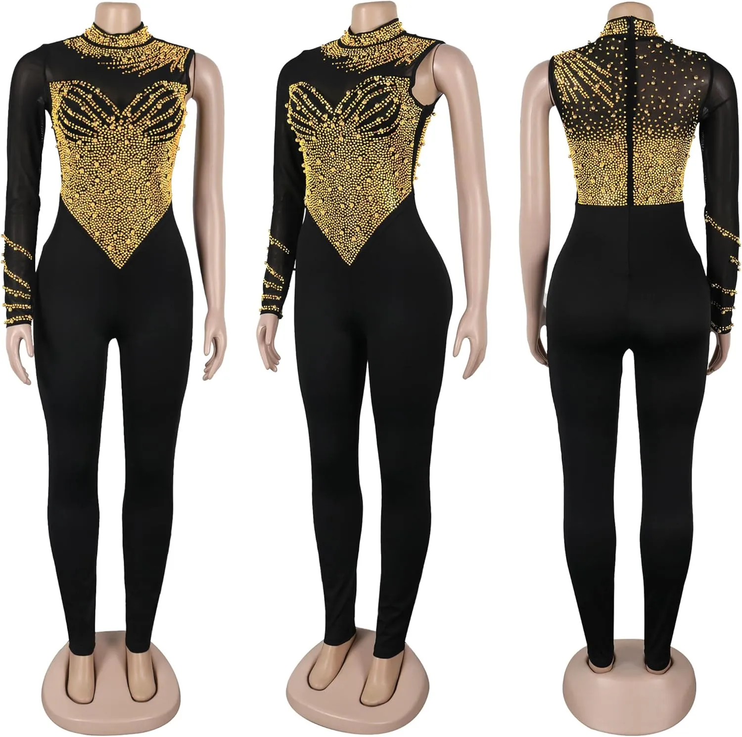 Nagfar Women's Rhinestone Sexy Elegant Jumpsuits Hot Drilling Romper Birthday Party Evening Club Night Outfits