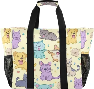 Nander Cute Cartoon Little Dog Foldable Tote Bag Waterproof Sandproof Women Beach Bag Handbag Gym Bag