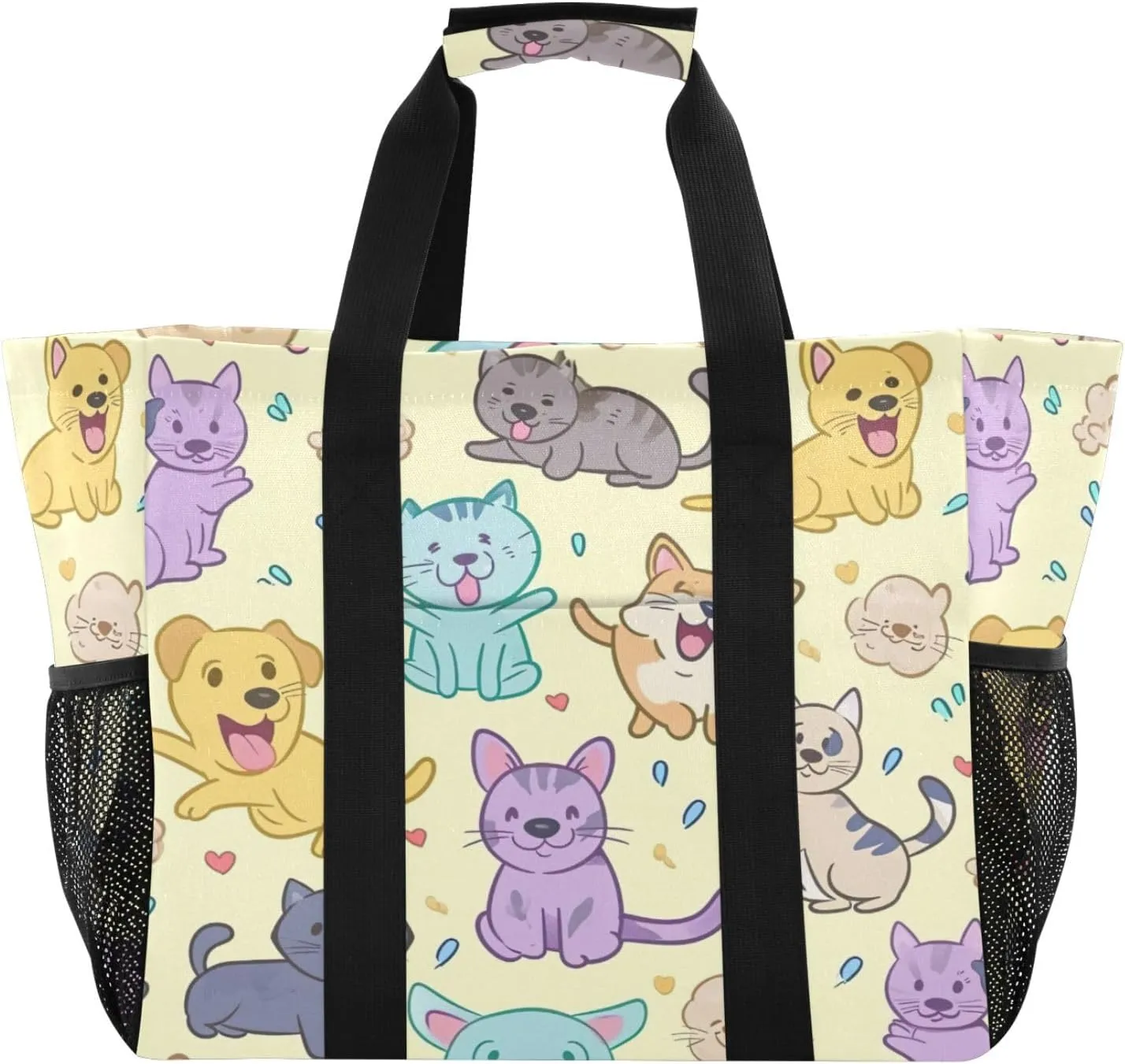 Nander Cute Cartoon Little Dog Foldable Tote Bag Waterproof Sandproof Women Beach Bag Handbag Gym Bag