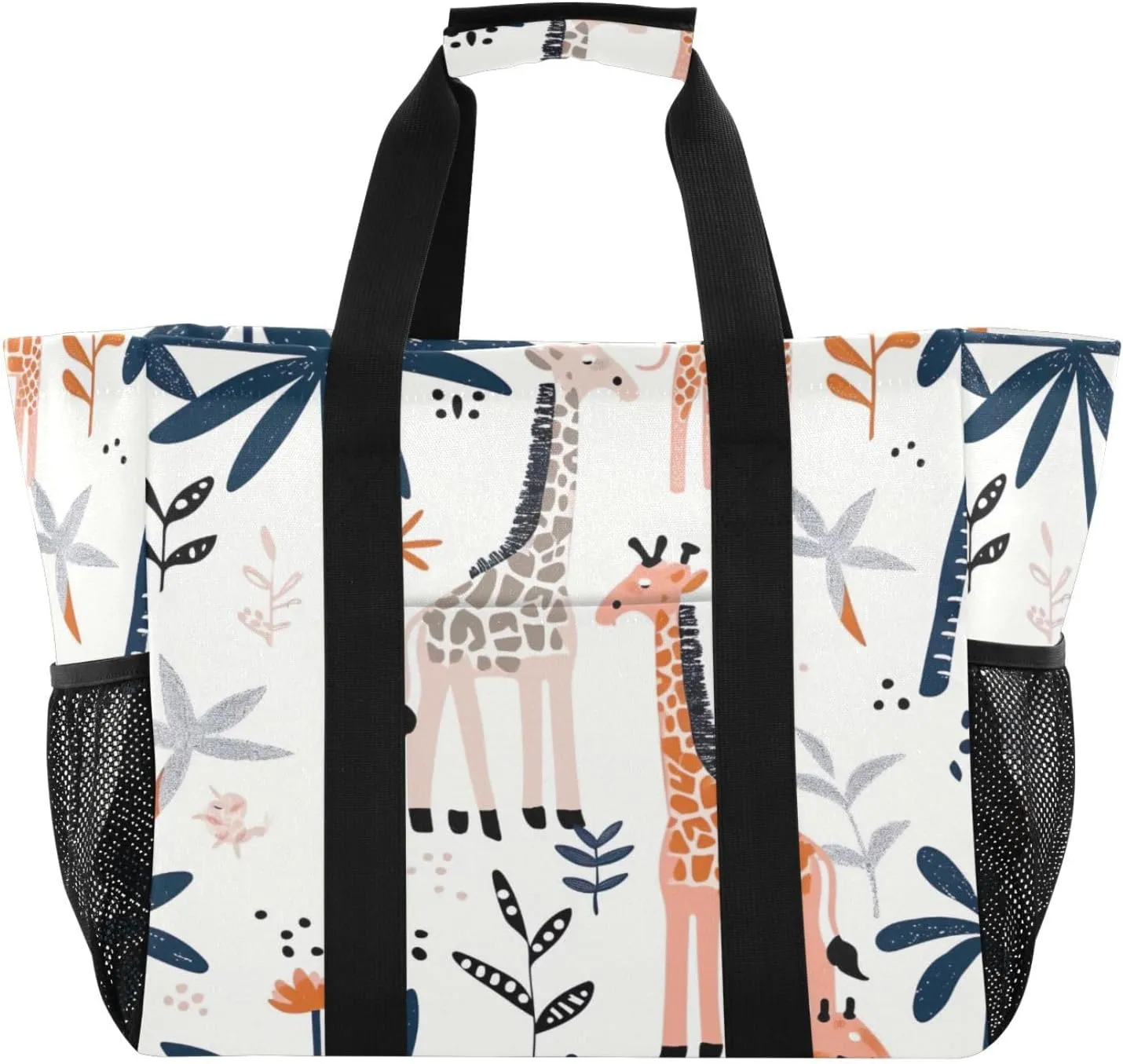 Nander Cute Giraffe Foldable Tote Bag Waterproof Sandproof Women Beach Bag Handbag Gym Bag Travel Shopping Bag