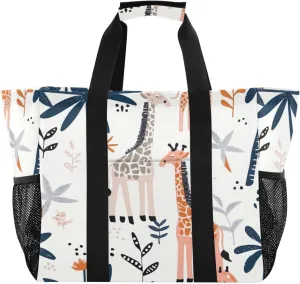 Nander Cute Giraffe Foldable Tote Bag Waterproof Sandproof Women Beach Bag Handbag Gym Bag Travel Shopping Bag