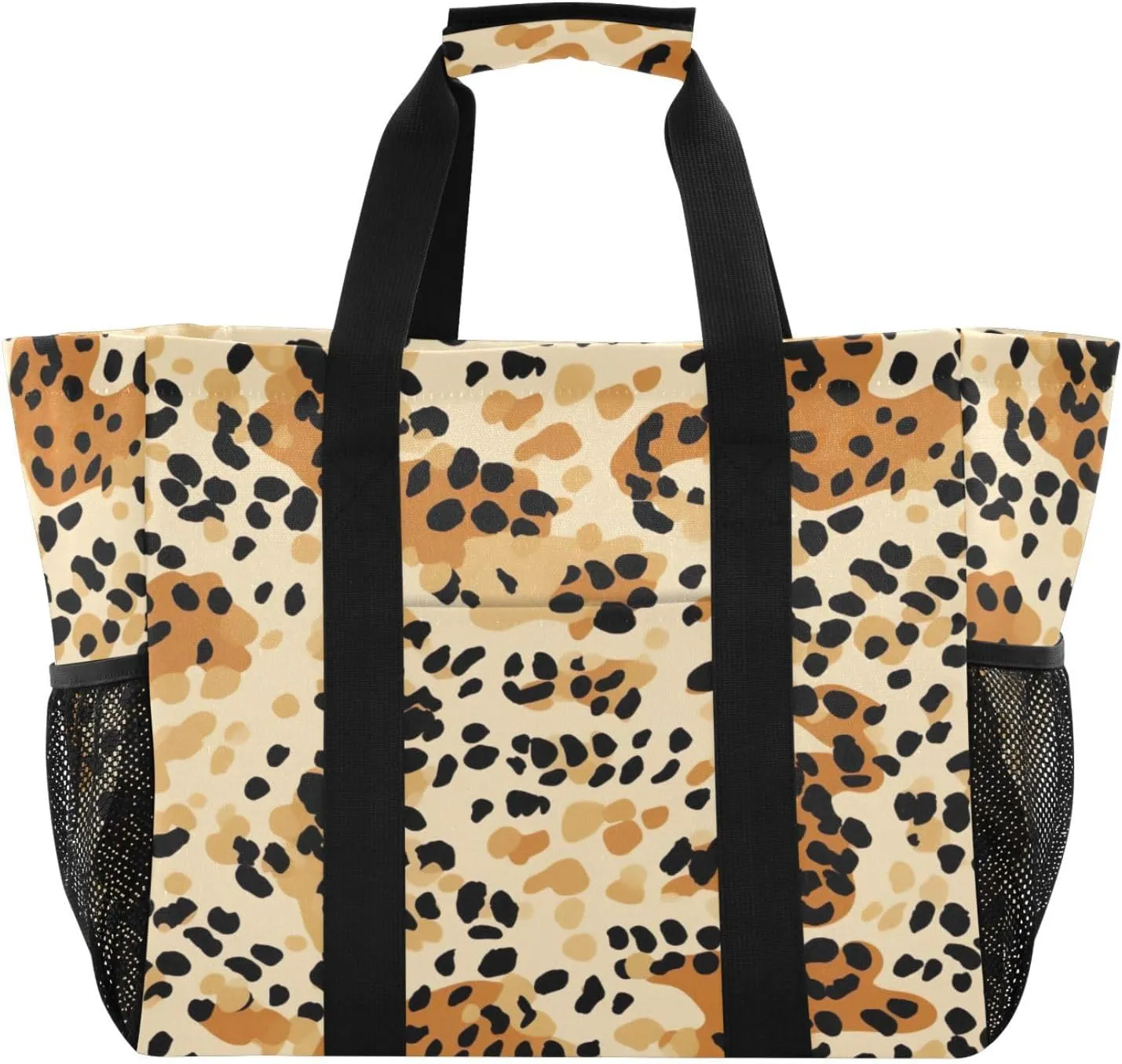 Nander Fashionable Leopard Print Foldable Tote Bag Waterproof Sandproof Women Beach Bag Handbag Gym Bag